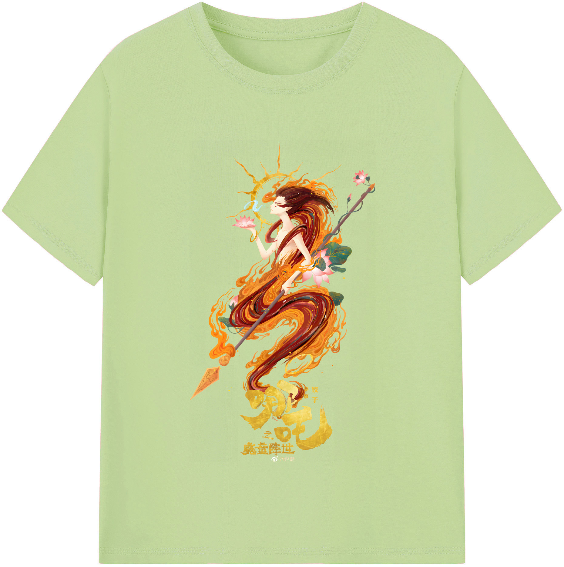 （画像用） Ne Zha 2 ナタ 魔童の大暴れ 綿100％半袖Tシャツ（フロントプリント）